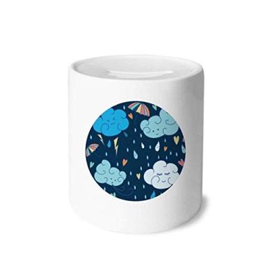 Imagem de DIYthinker Guarda-chuva de nuvem, coração, caixa de dinheiro, porta-moedas de cerâmica, presente de cofrinho