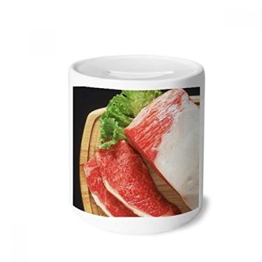 Imagem de DIYthinker Porta-moedas de cerâmica com textura de carne crua e porta-moedas para presente