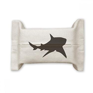 Imagem de Bolsa de linho de algodão para lenços faciais de peixe de biologia de tubarão preto oceano