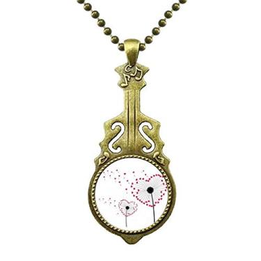 Imagem de DIYthinker Colar com flores de amor e dente-de-leão com pingente de violão antigo