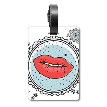 Imagem de Moldura de flor labial, estampa de desenho animado, bolsa de viagem, etiqueta para cartão de bagagem