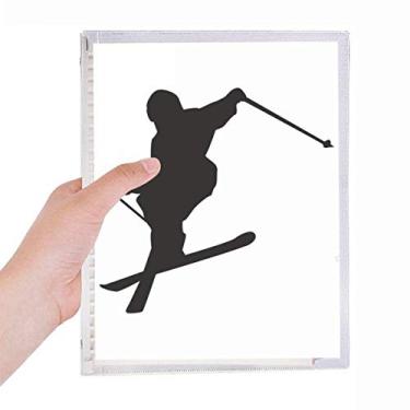 Imagem de Caderno de esqui esportivo preto com desenho de folhas soltas diário recarregável