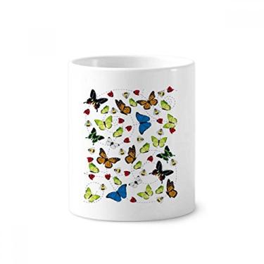 Imagem de Diferentes tamanhos de suporte de caneta Flying Butterfly Escova de dentes Caneca branca de cerâmica 355 ml