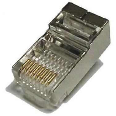 Imagem de Haiker Conector de crimpagem RJ45 CAT5E blindado de metal RJ-45 8P8C Rede Ethernet CAT5E CAT conector de cabo de rede modular