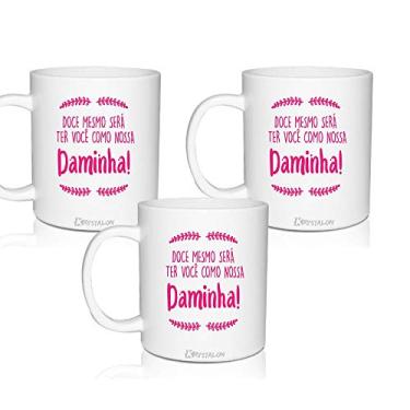 Imagem de 3 Canecas Convite Personalizadas em Rosa para Daminha
