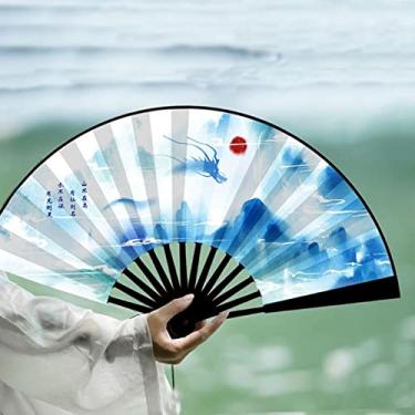 Imagem de XIALON 1 ventilador dobrável de 23 cm Ventilador masculino antigo Hanfu ventilador de moda antiga chinesa dobrável