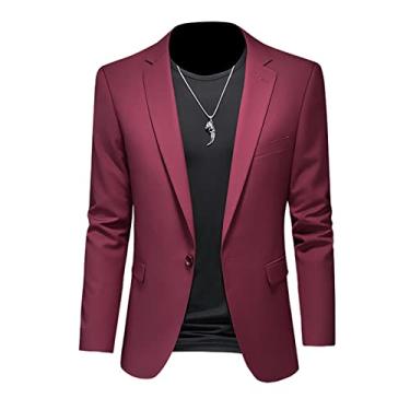 Imagem de Jaqueta Blazer Masculina, 1 Botões Slim Fit Casaco Esportivo Plus Size Ternos de Negócios para Jantar, Formatura, Festa, W, G (170