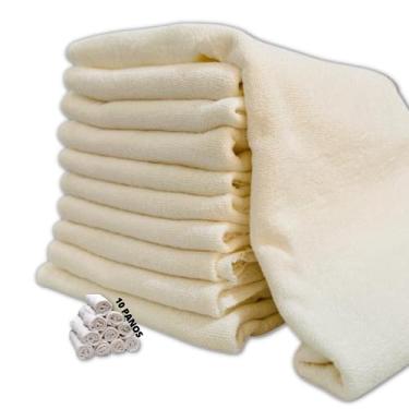 Imagem de Pano De Chão Grande Branco Grosso Alvejado Para Limpeza Casa Escritório 45x65 Kit Com 10