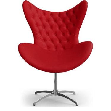 Imagem de Cadeira Decorativa Com Capitonê Big Egg Vermelha Giratória - Clefatos