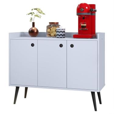 Imagem de Aparador Buffet Balcão Compacto 90 cm Multiuso Decoração Sala Jantar Estar Escritório Wood New- Branco - RPM Móveis