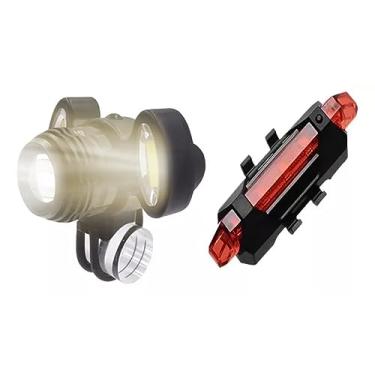 Imagem de Farol Bike Bicleta Lanterna 3 Leds T6 Recarregável Usb Gb720 + Sinalizador Traseiro 918