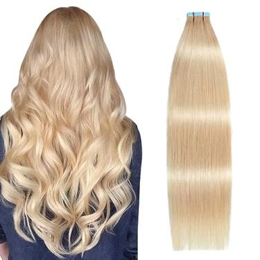 Imagem de SUYYA Extensões de cabelo humano com fita adesiva loiro cinza 100% cabelo Remy 45,72 cm 20 pçs 50g/pacote fita de trama de pele lisa sem costura em cabelo humano (45,72 cm #16 loiro claro)