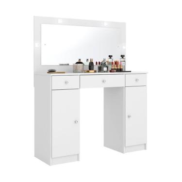 Imagem de Penteadeira 2 Portas 3 Gavetas Com Espelho e Leds Cr35181 Branco
