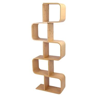 Imagem de Estante Em Formato De S Estante Geométrica De Madeira Estante Autônoma Para Armazenamento De Livros Expositor De Madeira Móveis De Decoração Para Sala De Estar Quarto Escritório(5º nível)