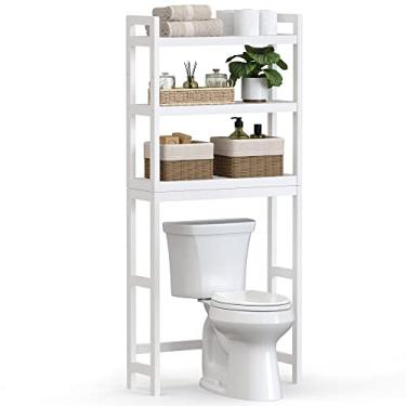 Imagem de Songics – Armazenamento sobre vaso sanitário, organizador de banheiro de 3 camadas, prateleiras ajustáveis 24.8 X 10.2 X 24.1 IN Branco