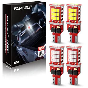 Imagem de FANTELI Lâmpada de LED 921, Strobe 3º Terço Lâmpada de Freio Vermelha e Luz de Carga de Caminhão Branca, 300% Mais Brilhante Não Polaridade 194 912 T15 906 904 902 W16W, Pacote com 4
