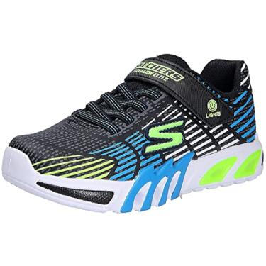 Imagem de Skechers Tênis infantil S Lights Flex Glow Elite, Preto/Azul/Limão, 2 Little Kid