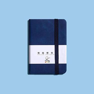 Imagem de BYBYCD Caderno portátil com bolso, bloco de notas, agenda, caderno de esboços, organizador de agenda, memorandos A6/A7, 96 folhas (A6, azul escuro)