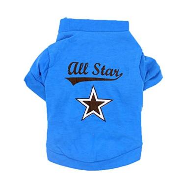 Imagem de Howstar Camisa para animais de estimação, camiseta de algodão respirável para cães e gatos com estampa All Star (G, azul)