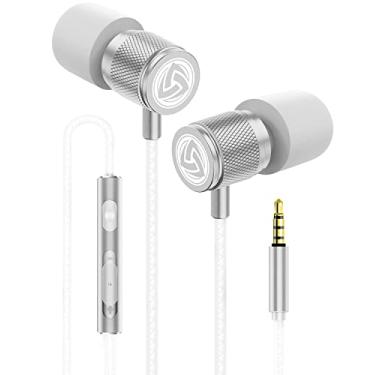 Imagem de LUDOS Fones de ouvido intra-auriculares ultra com fio, 5 anos de garantia, fones de ouvido com microfone, fones de ouvido com isolamento de ruído, espuma de memória para iPhone, Samsung, estudantes