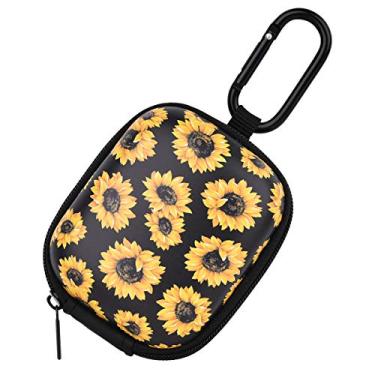 Imagem de Capa para fone de ouvido AIRSPO AirPods Pro, estojo organizador de fone de ouvido, pequena bolsa de armazenamento, capa rígida de EVA à prova de choque com mosquetão (girassol)