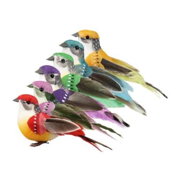 Imagem de ORFOFE 12 Unidades Pássaro de cor de simulação decorações ao ar livre estatuetas de animais de jardim ornamento decoração modelo de pássaro enfeite de pássaro de árvore de jardim rural