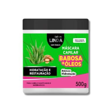 Imagem de Máscara Hidratante Capilar Babosa + Óleos Especiais para Hidratação Profunda Reparação de Danos e Nutrição Intensiva dos Cabelos Sallon Linda