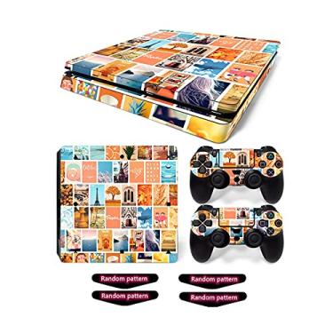 Imagem de Adesivo decalque para Ps4 Slim, capa adesiva de vinil de corpo inteiro para console e controle PlayStation 4 Slim (inclui 4 adesivos de barra de luz) (PS4 Slim, cartão postal)