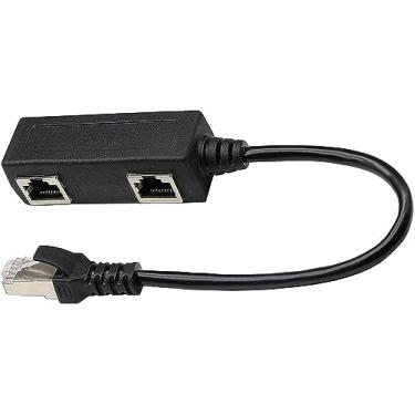 Imagem de Cabo adaptador de divisor de rede RJ45, zdyCGTime 1 RJ45 macho para 2 RJ45 fêmea rede Y cabo divisor, conector LAN, adequado para Ethernet de categoria 5, Ethernet de categoria 6. (Preto) (Preto)