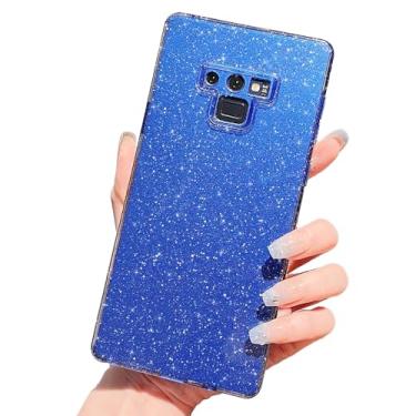 Imagem de MINSCOSE Capa compatível com Samsung Galaxy Note 9, linda capa brilhante com glitter fino à prova de choque TPU brilhante para mulheres e meninas para Galaxy Note 9 6,4 polegadas - azul escuro