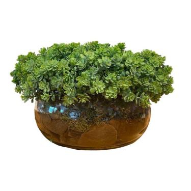 Imagem de Arranjo Centro de Mesa Vaso Incolor com Verdinho Completo