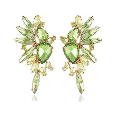 Imagem de Met-edianger Brincos vintage de strass retrô com pingente de cristal grande para mulheres e meninas, Zinco, Vidro