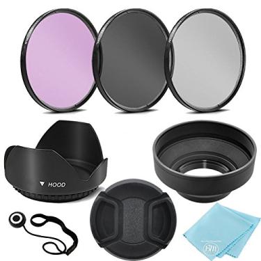 Imagem de Kit de filtro de 3 peças (UV-CPL-FLD) + capa de lente de tulipa + capa de borracha macia + tampa de lente + para lentes selecionadas Canon, Nikon, Sony, Olympus, Panasonic, Fuji, Sigma SLR, lentes e câmeras, 52MM