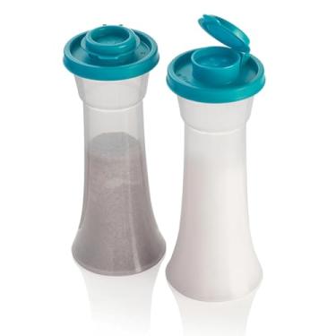 Imagem de Tupperware Grande conjunto de saleiro e pimenteiro de ampulheta, azul marinho caribenho