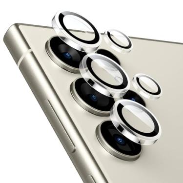 Imagem de ESR Protetor de lente para câmera Samsung Galaxy S24 Ultra, protetores de lente individuais, vidro temperado ultrafino resistente a arranhões com bordas de alumínio, compatível com capa Galaxy S24