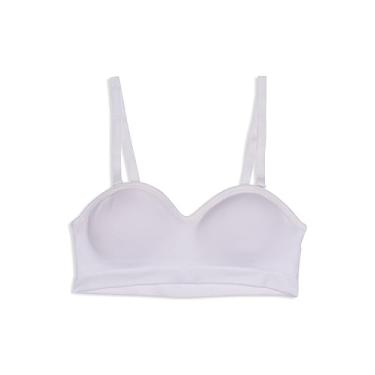 Imagem de Maidenform Sutiã bandeau sem alças híbrido moldado sem costura para meninas, Branco híbrido, 34A