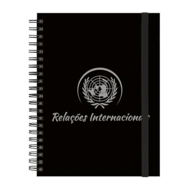 Imagem de Caderno Universitário Plus 12 Matérias Profissões Relações Internacionais (Preto e Prata)