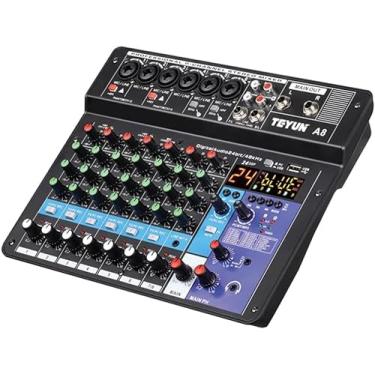 Imagem de Mesa De Som 8 Canais Profissional Portátil Mixer Bluetooth Interface Gravação Audio Console com placa de som USB + 48V Phantom power
