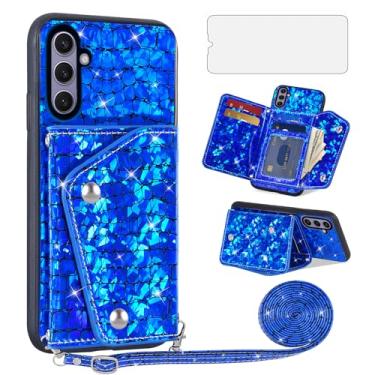 Imagem de Asuwish Capa de telefone para Samsung Galaxy S23 FE 5G capa carteira com protetor de tela de vidro temperado e suporte para cartão de crédito acessórios de celular de couro brilhante S 23 EF S23FE 23S
