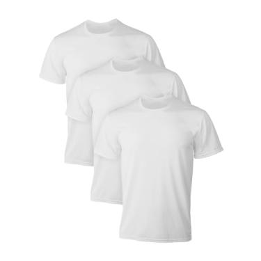 Imagem de Hanes Pacote com 3 camisetas masculinas All Day X-Temp | Malha respirável | Elástico leve | Camiseta de gola redonda, Branco/Branco., P