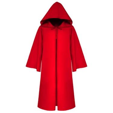 Imagem de Halloween Costume Hooded Cape Medieval Fancy Wizard Knight Jacket Cloak Adult Renaissance Long Robe
