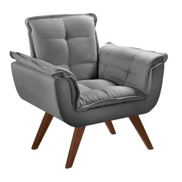 Imagem de Poltrona Pé Palito Decoração Sala Quarto Recepção Bella Opala Cinza