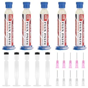 Imagem de ALLECIN Fluxo de solda No Clean 559 10CC 10 mL Seringa de pasta de fluxos de solda para eletrônicos 10 mililitros com ferramenta de distribuição de agulha (pacote com 5 peças)