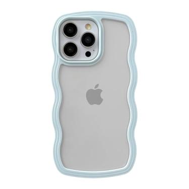 Imagem de Caseative Capa para iPhone 14 Pro Max, linda capa de telefone macia à prova de choque com moldura ondulada (verde)
