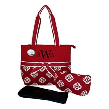 Imagem de SazyBee Conjunto de sacola de fraldas de 3 peças - bordado personalizado disponível (medalhões de vinho com monograma)