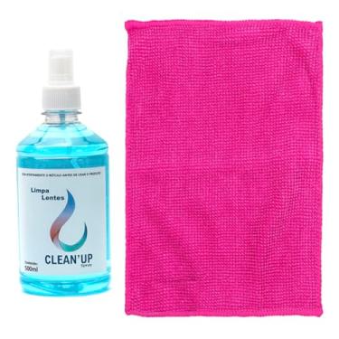 Imagem de Kit 1 Lenço Microfibra Flanela Magica 20x30 + 1 Spray 500ml Limpa Tela Tv Monitor Notebook (SPRAY + LENÇO ROSA)