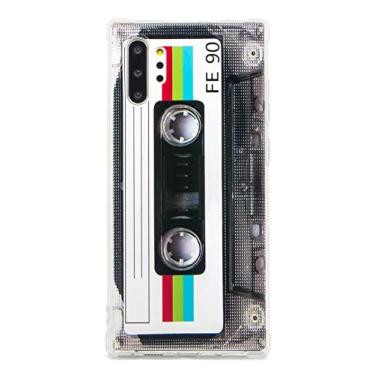 Imagem de FAteam Capa para Galaxy Note 10 Plus com cantos reforçados TPU macio amortecedor retro fita cassete capa compatível com Samsung Galaxy Note 10+