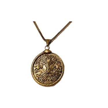 Imagem de Corrente Com Pingente Ouroboros Árvore Da Vida Pentagrama (Dourado)