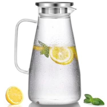 Imagem de Jarra de Vidro com Tampa, Feita em Vidro Borossilicato e Aço Inoxidável, Jarra de Suco de 1,8 L, Style Jarra de Vidro Borossilicato com Alça