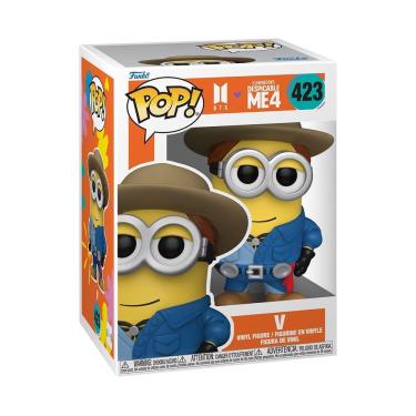 Imagem de Boneco de vinil Funko Pop! Rocks Minions x BTS V com 11,3 cm de altura